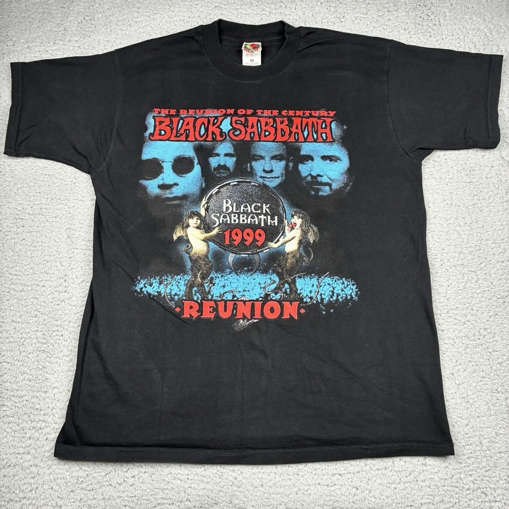 Vintage 1999 Black Sabbath Reunion Tour T-Shirt Ozzy Osbourne XL 90s Band Tee‎
